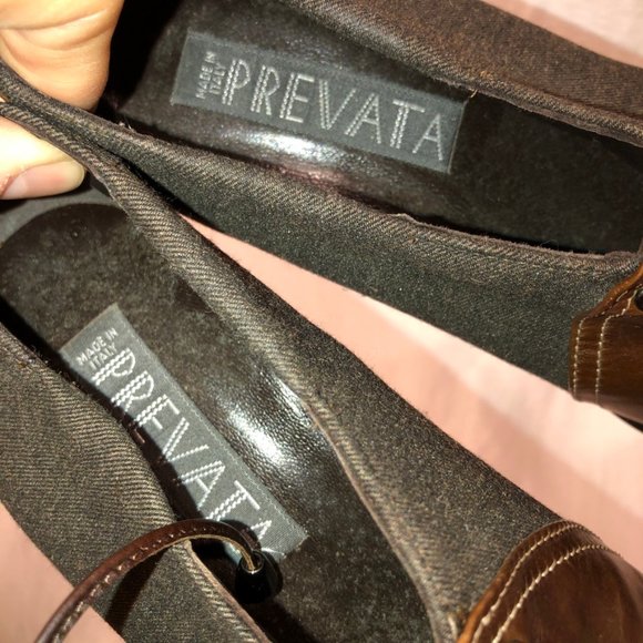 Prevata gray Flannel cordovan Brown Leather lace up heeled oxford shoes … - Picture 5 of 6